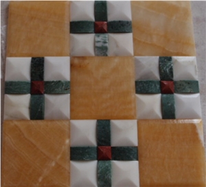 Lowest PriceSell Natural Onyx Mosaic (MSK-TCI 009), Mi-Huang-Yu Yellow Onyx Mosaic