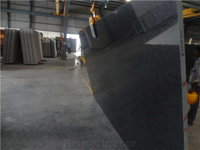 Black Galaxy Granite Slab, India Black Granite