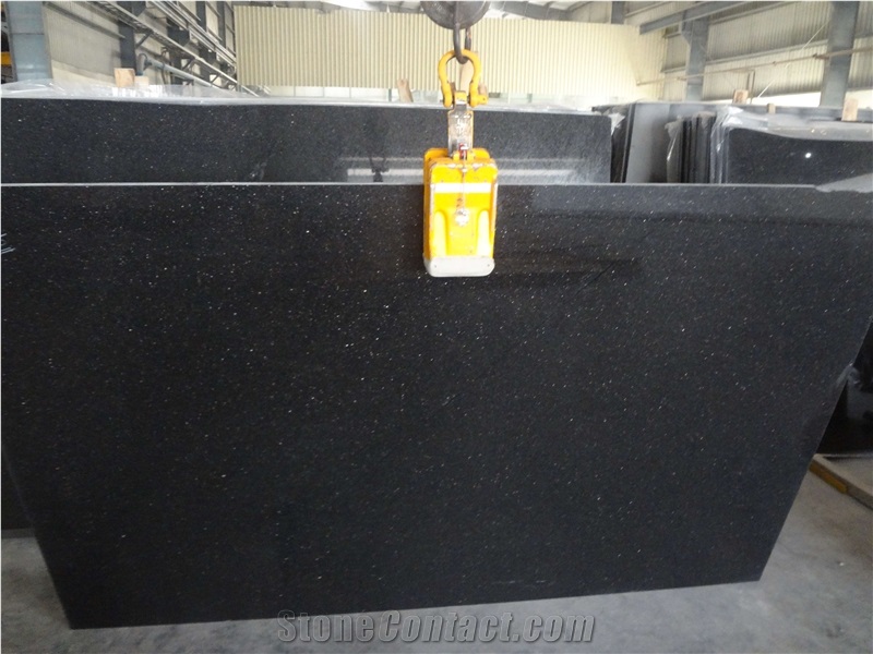 Black Galaxy Granite Slab, India Black Granite