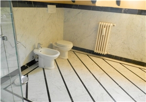 Dark Emperador Marble, Calacatta Carrara Marble Bathroom