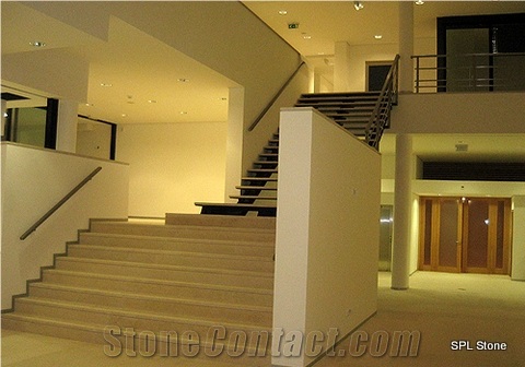Creme Fatima Limestone Stairs, Parapets, Creme Fatima Beige Limestone Stairs