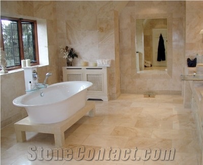 Brushed Travertine Bathroom Design, San Juan Beige Travertine Bathroom Design