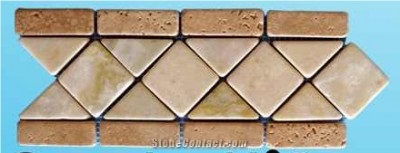 San Juan Travertine Mosaic Border, San Juan Beige Travertine Mosaic Border