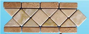 San Juan Travertine Mosaic Border, San Juan Beige Travertine Mosaic Border