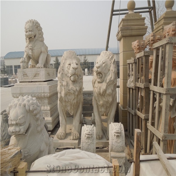 Beatiful Stone Lion, Many Kinds Of Stones White Marble Sculpture, Statue