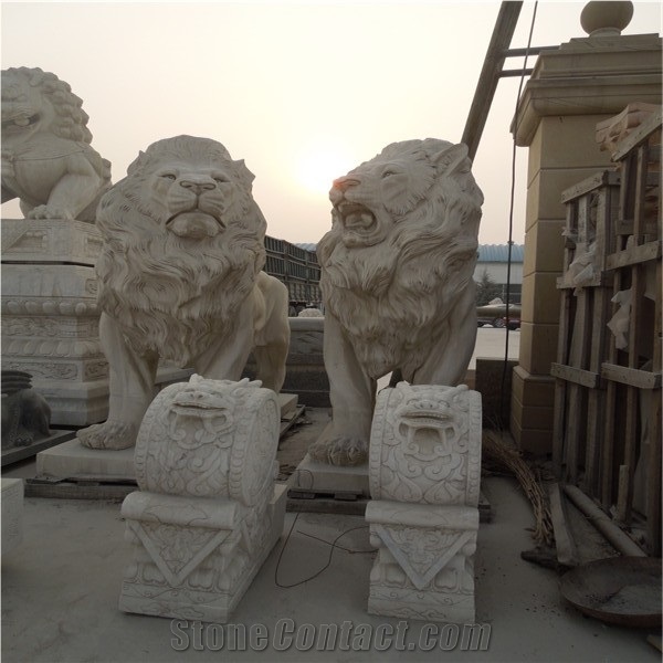 Beatiful Stone Lion, Many Kinds Of Stones White Marble Sculpture, Statue