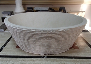 Basin in Crema Cloudy Limestone, Crema Cloudy Beige Limestone Basin