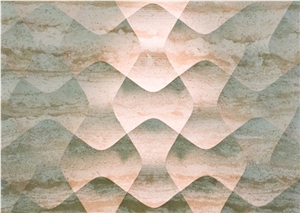 CNC Carved Limestone Designed Wall Textures, Testa Beige Limestone Wall