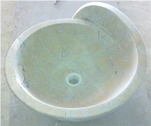 Sculpted Sink in Golden Yellow Limestone, Giallo Valentino Yellow Limestone Sink