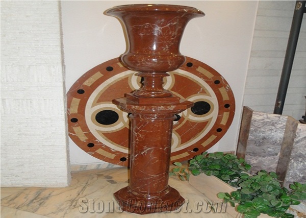 Vase in Rosso Collemandina Marble, Rosso Collemandina Red Marble Home Decor