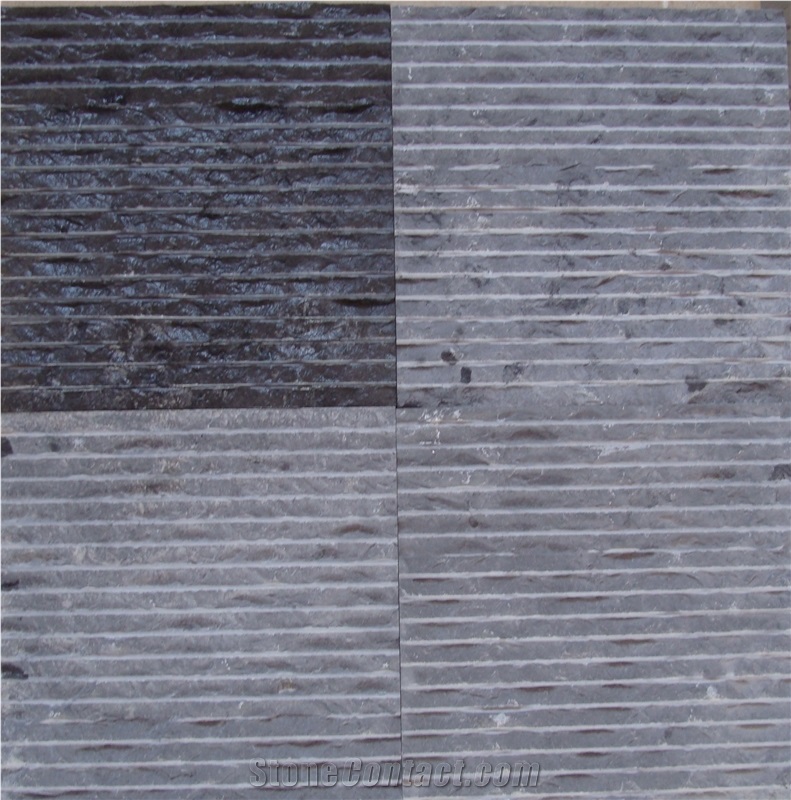 Jerusalem Grey Limestone Grooved Tiles
