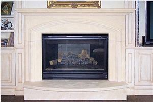 Champagne Beige Limestone Fireplace