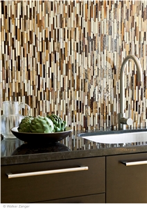 Chelsea Art Glass Mosaic Horn Rhythm Field with Marron Cohiba Granite Top