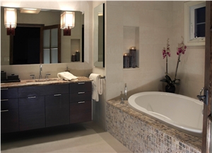 Rain Forest Brown Marble Bath Tub Mosaic Surround