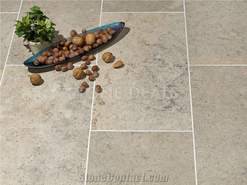 Moleanos Blue-Beige Limestone - Brushed Tiles, Azul Moleanos Blue Limestone Tiles