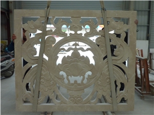 Decor 3d Carved Stone Relief Wall Cladding Panel, Beige Marble Wall
