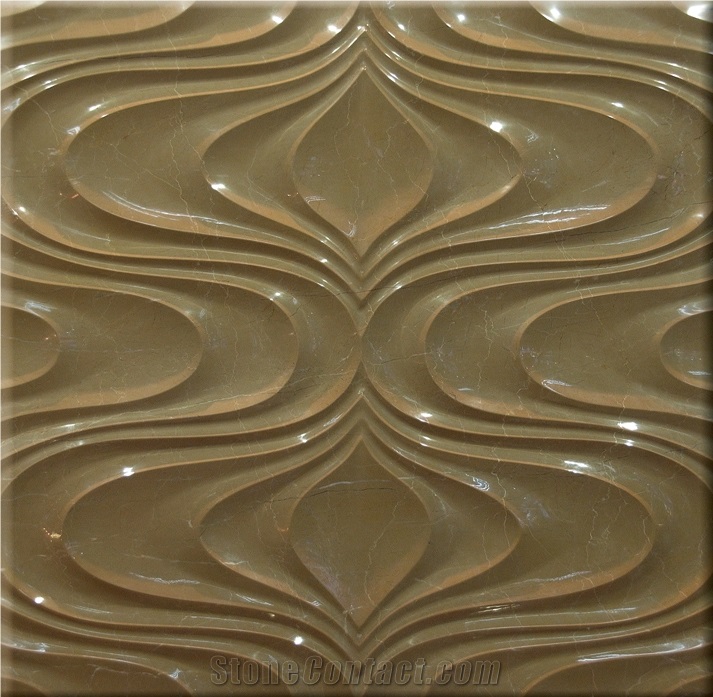 Natural 3D Beige Marble Interior Feature Wall Tile