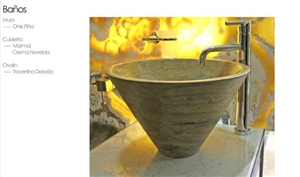 Durango Dorado Travertine Vessel Sink, Durango Dorado Yellow Travertine Vessel Sink