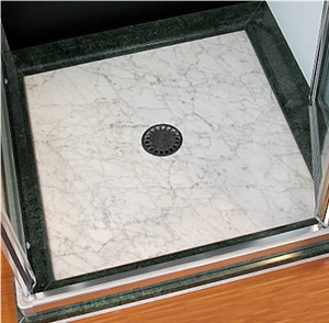 Bianco Carrara D Marble Shower Base, Bianco Carrara D White Marble Shower Base