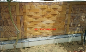 Wall Cladding Stone, Decorative Stone Tile, Teak Wood Sandstone