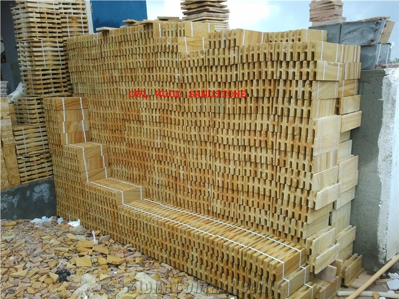 Wall Cladding Stone, Decorative Stone Tile, Teak Wood Sandstone