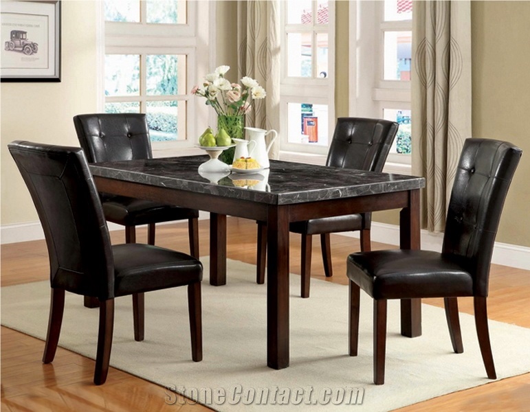 Marble-Top Dinner Table, Emperador Dark Brown Marble Dinner Table Top