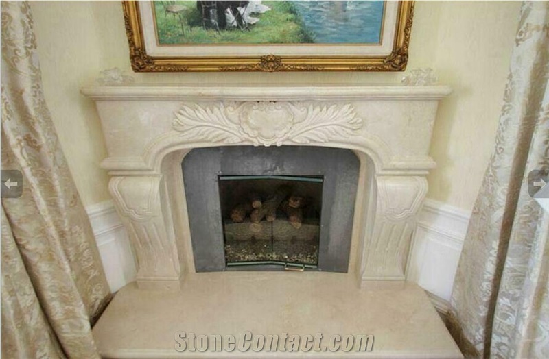 Perlato Beige Limestone Fireplace, Perlato Levantina Beige Limestone Fireplace