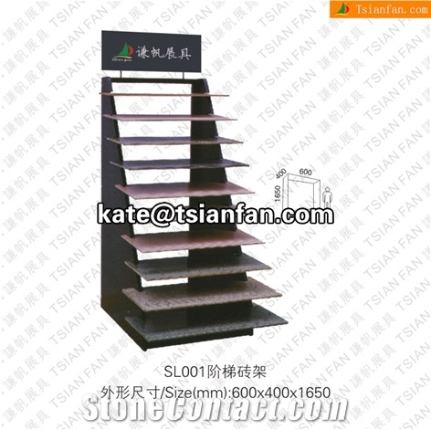 SL001 High Quality Multistep Floor Stone Tile Display Stand Rack
