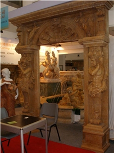 China Yellow Limestone Door Frame