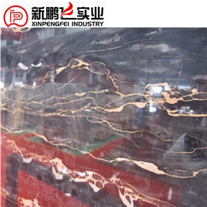 Nero Portoro Vena Fine Marble,Italian Black Marble Slab