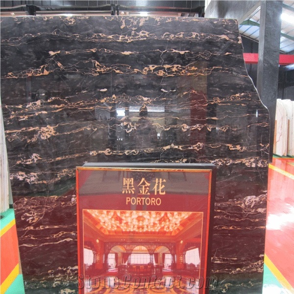 Nero Portoro Vena Fine Marble,Italian Black Marble Slab