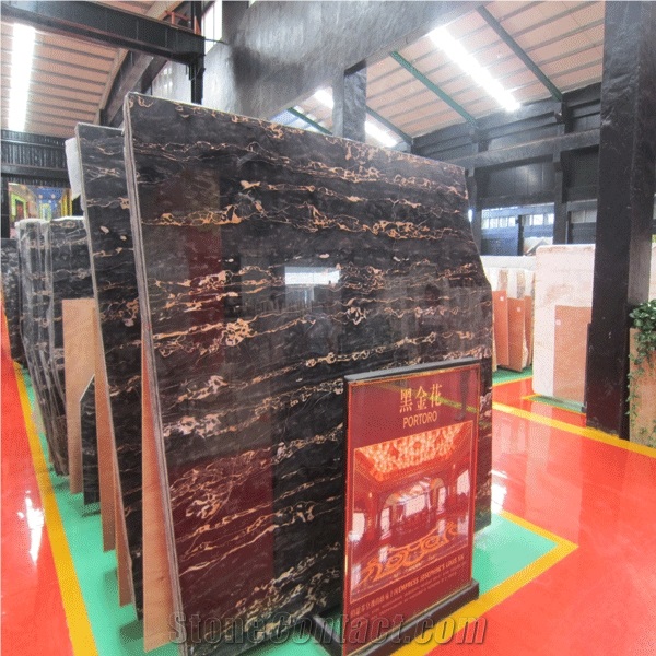 Nero Portoro Vena Fine Marble,Italian Black Marble Slab
