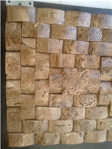 Antique Golden Travertine, Azarshahr Lemon Yellow Travertine Mosaic