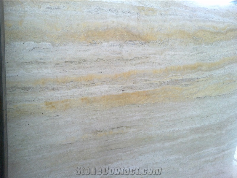 Cream Vein Cut Travertine Slabs, Iran Beige Travertine
