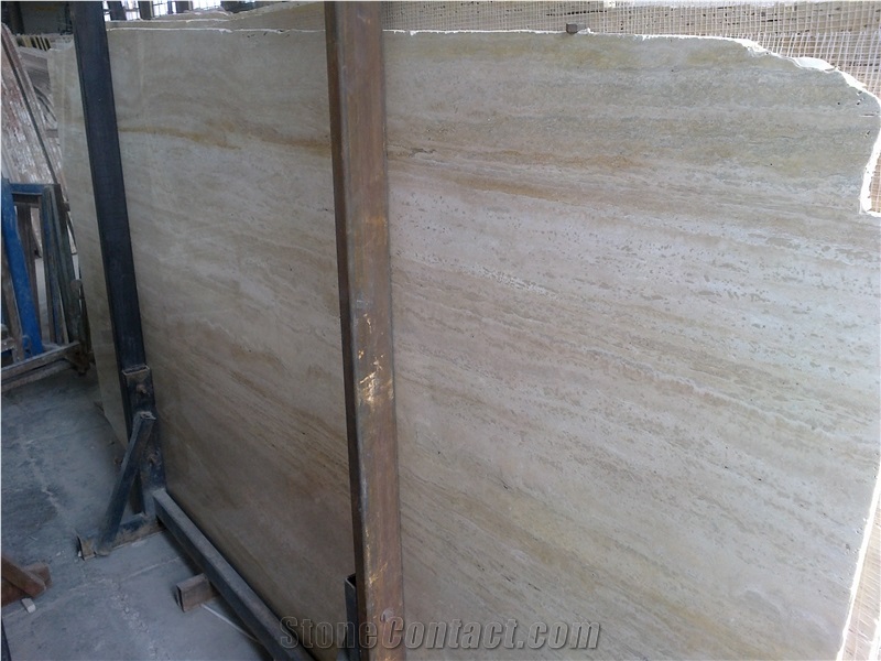 Cream Vein Cut Travertine Slabs, Iran Beige Travertine