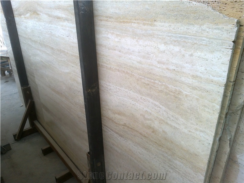 Cream Vein Cut Travertine Slabs, Iran Beige Travertine