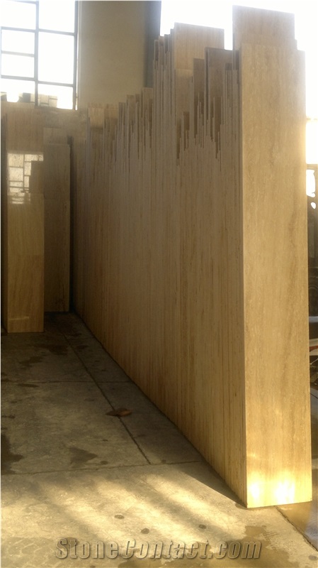 Hajiabad Travertine, Cream Waveless Travertine, Hajiadbad Cream Waveless Travertine Wall