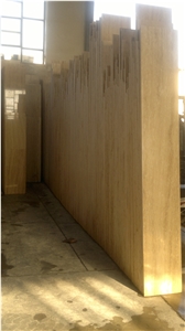 Hajiabad Travertine, Cream Waveless Travertine, Hajiadbad Cream Waveless Travertine Wall