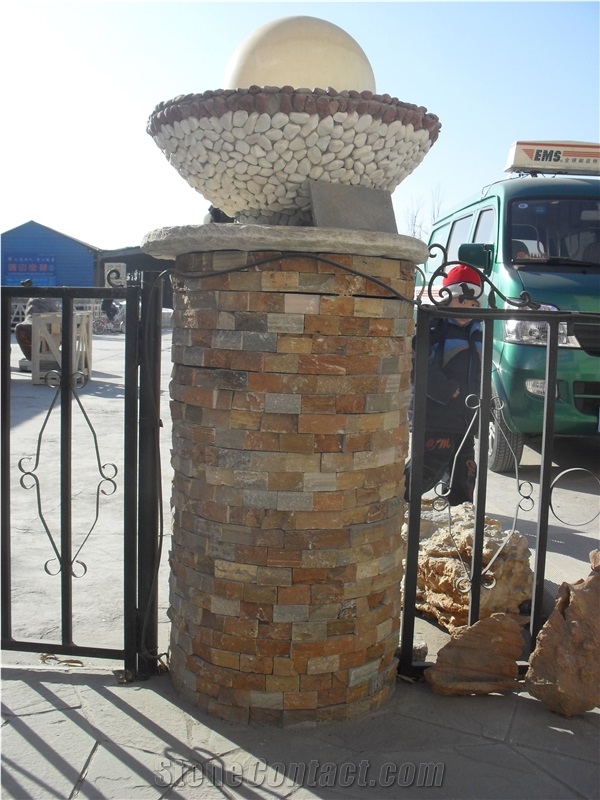 Culture Slate Stone Gate Post, Gate Column