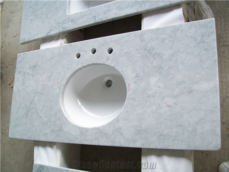 High Polished Nature Marble Stone White Carrara Vanity Tops