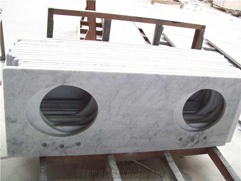 High Polished Nature Marble Stone White Carrara Vanity Tops