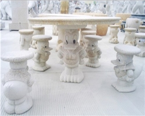 Cartoon Design Granite Table and Chair for Garden, Garden Stone Table Sets, G682 Yellow Granite Table Sets