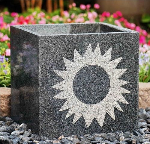G654 Dark Grey Granite Flowerpots, Wholesale Granite Flowerpot