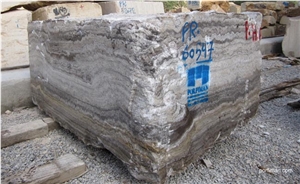 Persian Silver Travertine Block, Iran Grey Travertine