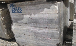 Persian Silver Travertine Block, Iran Grey Travertine