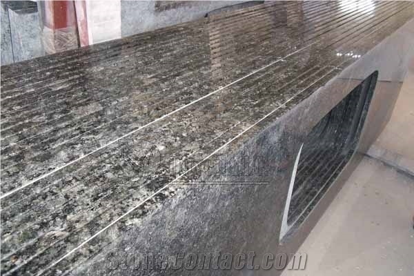 China Butterfly Green Polished Counters, Verde Butterfly Green Granite Kitchen Countertops