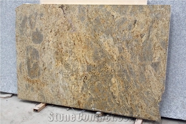 India Madura Gold Polished Granite Countertop, Kashmir Gold Yellow Granite Kitchen Countertop