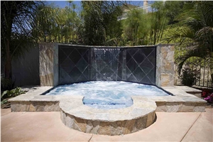 Spas with Quartzite Paver, Champagne Beige Quartzite Pool Coping