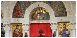 Bianco Sivec Prilep Marble Carved Church Wall Relievo