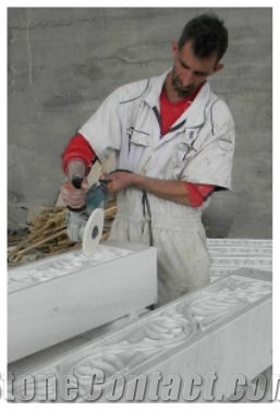 Bianco Sivec Prilep Marble Carved Church Wall Relievo